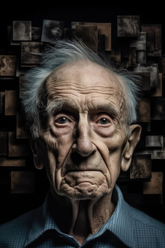 Generative AI image of Elderly Man with Memory Blocks