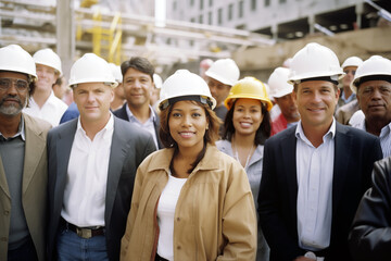 Diverse team of professionals on a construction site