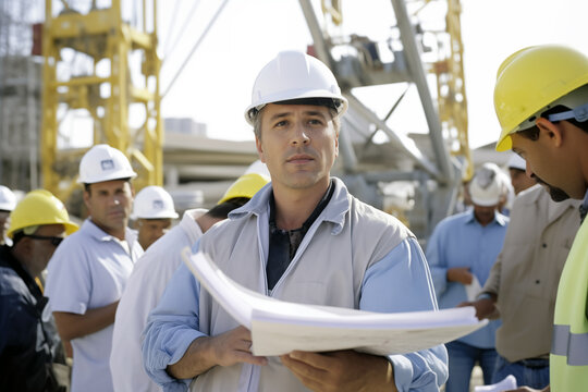 Site Manager Overseeing Construction Operations. Generative AI