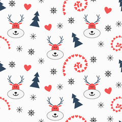 Christmas wallpaper with decorations - seamless texture. Vector.