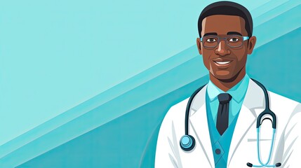 Fototapeta premium portrait of a smiling doctor, drawn illustration