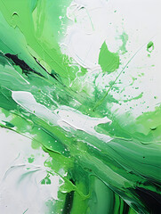 Green and white abstract textured oil painting background