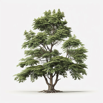 Eastern cottonwood tree isolated white background AI Generated image