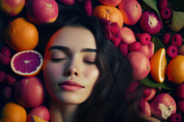 Fototapeta na wymiar Serene Beauty with Citrus Fruits