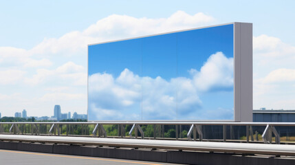 Billboard mockup with blank front, realistic on a mockup template in a skyway platform