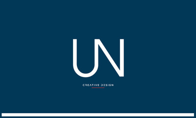 Alphabet letters UN or NU logo icon