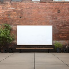 Billboard mockup with blank front, realistic on a mockup template in grunge brick wall