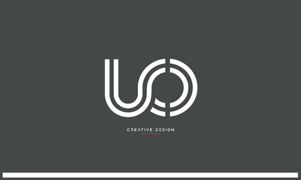 Alphabet letters UO or OU logo monogram