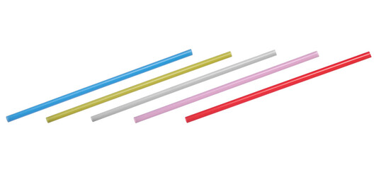 Set colorful plastic drinking straw isolated on white, with clipping path