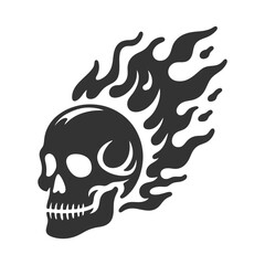 Skull in flames isolated on a white background. Vector illustration
