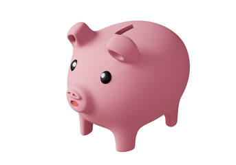 3D Pig, Piggy bank safe, economy and finance concept, cute mascot cartoon style isolated on pink pastel background. Keep and accumulate cash savings. Safe finance investment. 3d render illustration.