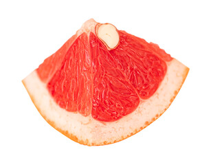 Piece of triangular grapefruit isolated on white background