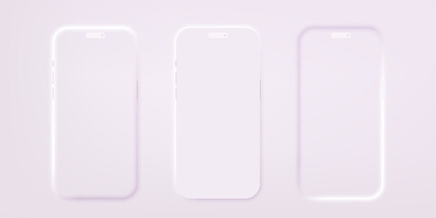 Abstract image of smart phone screen. Phone shape neumorphism style illustration