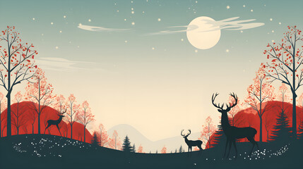 Christmas landscape, christmas background illustration, Ai generated 