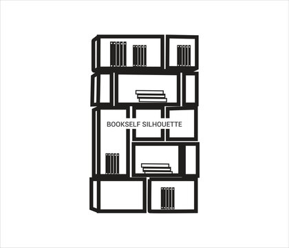 Free vector bookshelf with books silhouette isolated on white background