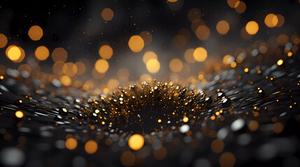 Chromatic Fusion: gold, charcoal and grey particles in 8K Brilliance, Best Generated AI Background