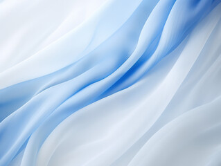 Flowing blue and white fabric texture. Concept of softness and elegance.