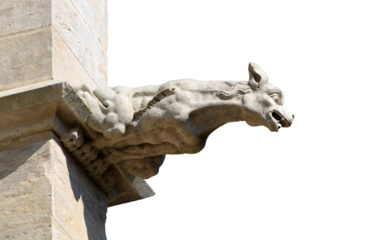 A gargoyle at the French Cathedral isolated on the transparent background