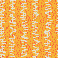 Eucalyptus leaf with dotted elements in fun yellow pattern.Vector seamless pattern design for textile, fashion, paper, packaging and branding