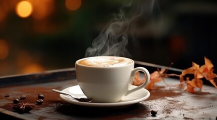 cup of coffee on table,