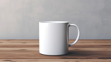 Cup with blank front, realistic on a mockup template in a desk in a modern office,