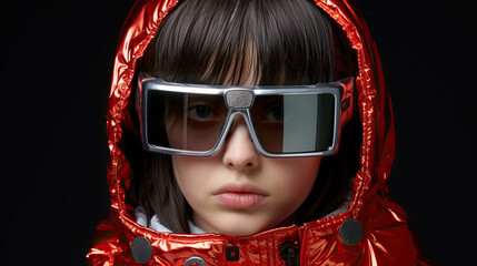 Generative AI image of a modern 90s young girl with style
