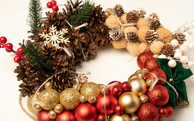 christmas wreath on white