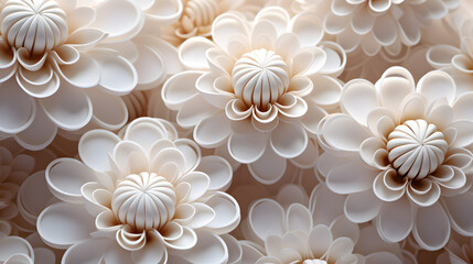 Abstract White Floral 3D Render for Background or Wallpaper