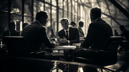 Business meeting - black and white - sophisticated - serious - important - sales - close deal 