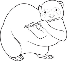Ferret Musician Flute Music Animal Vector Graphic Art Illustration