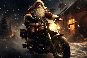 santa claus riding a motorcycle