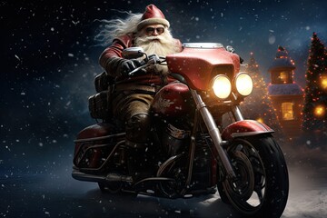 santa claus on a motorcycle