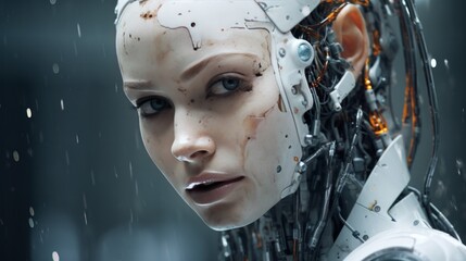 a woman's face is a robot