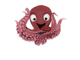 cheerful gambling surprised octopus on a white background без названия