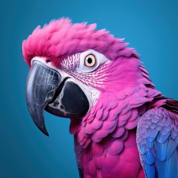 resizer macapa parrot on a purple background,