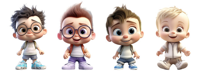 set of 3d character illustrations of adorable cute babies with laughing expressions. generative ai