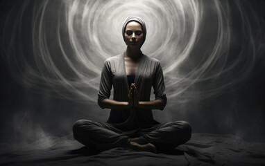 Woman in a meditative pose, symbolizing inner peace and contemplation