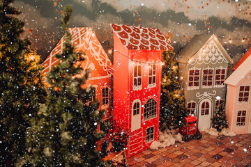 christmas decor in a photo studio of a christmas town