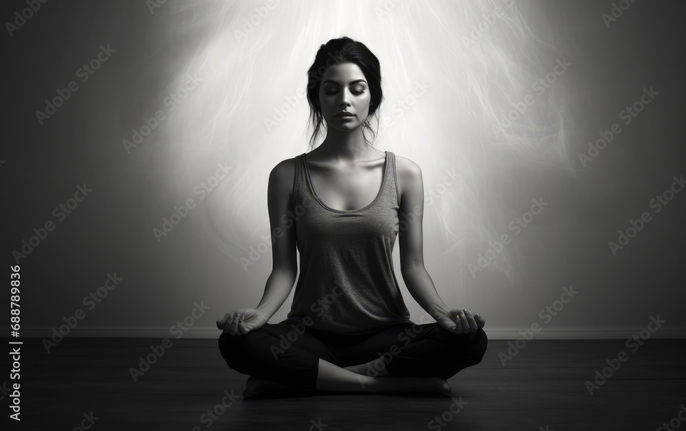 Poster Woman in a meditative pose, symbolizing inner peace and contemplation