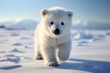 Fototapete a young polar bear exploring its Arctic habitat © Natalia
