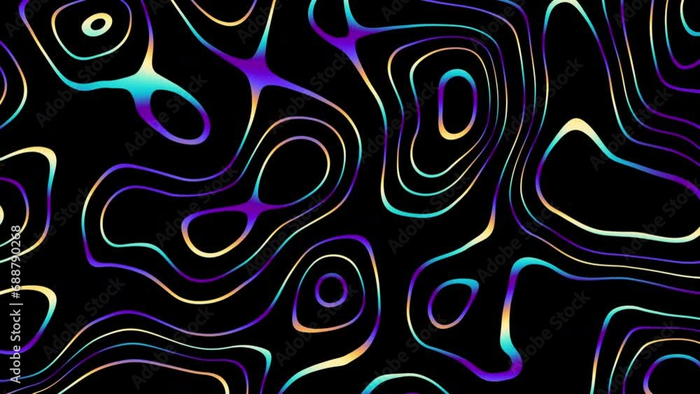 Poster Beautiful abstract wavy lines technology backdrop wave digital effect particles. Seamless Loop 4k