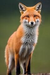 Naklejka na ściany i meble Red fox, close-up, against the background of nature