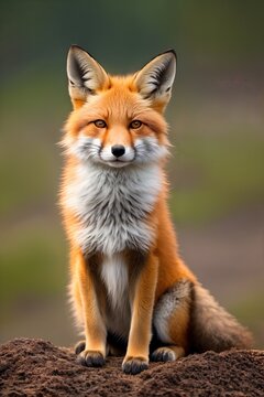 Red fox, close-up, against the background of nature