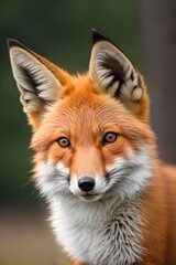 Red fox, close-up, against the background of nature