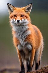 Fototapeta premium Red fox, close-up, against the background of nature