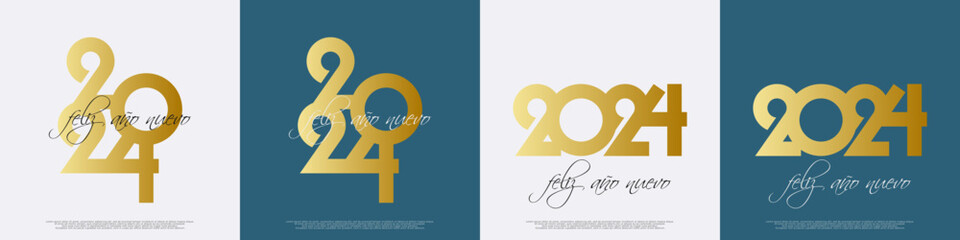 2024 - feliz año nuevo - obrazy, fototapety, plakaty