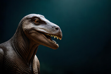 Dinosaurs tyrannosaurus rex on top mountain - obrazy, fototapety, plakaty