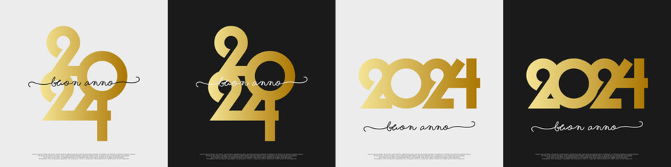 felice anno nuovo - buon anno 2024	 - obrazy, fototapety, plakaty