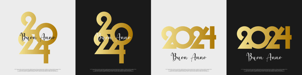 felice anno nuovo - buon anno 2024	 - obrazy, fototapety, plakaty