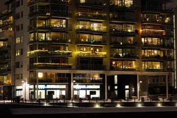 Foto auf Glas Modern apartment buildings in new neighborhood. © a40757se